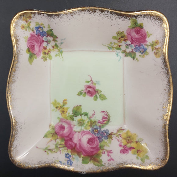 Foley - Floral Sprays with Pink Band - Square Dish