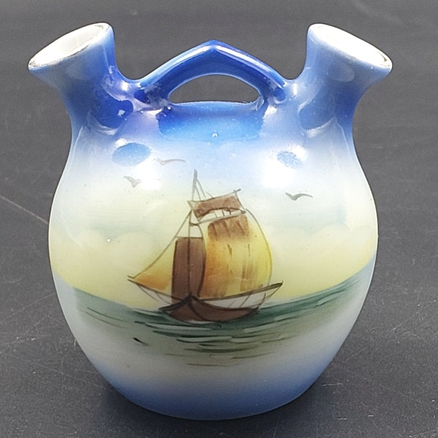 I E & Co Japan - Hand-painted Sailing Ship - Double-spouted Round