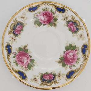 Elizabethan - Pink Roses with Blue and Gold Swirls - Saucer