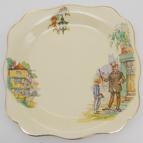 J & G Meakin - David Copperfield and Mr Micawber - Salad Plate, Square