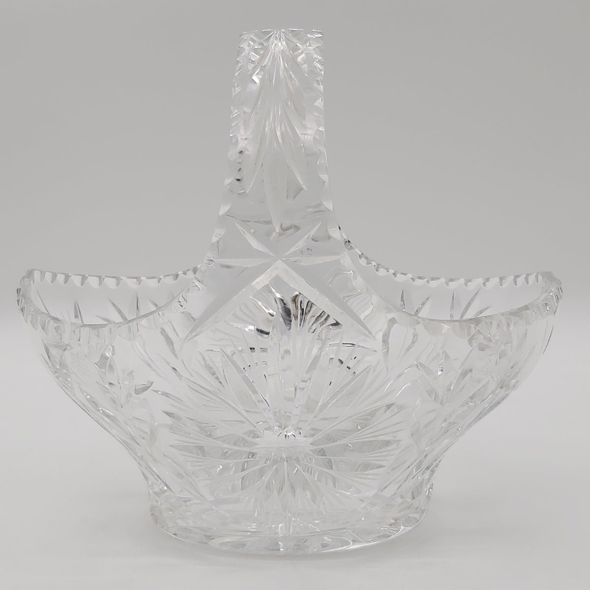 Vintage Large Cut Crystal Basket Vase My Butlers Pantry