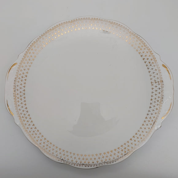Queen Anne - 5245 Gold Filigree Band - Cake Plate