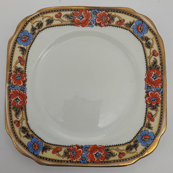 Radfords - 4428 Blue and Red Flowers on Yellow Band - Side Plate