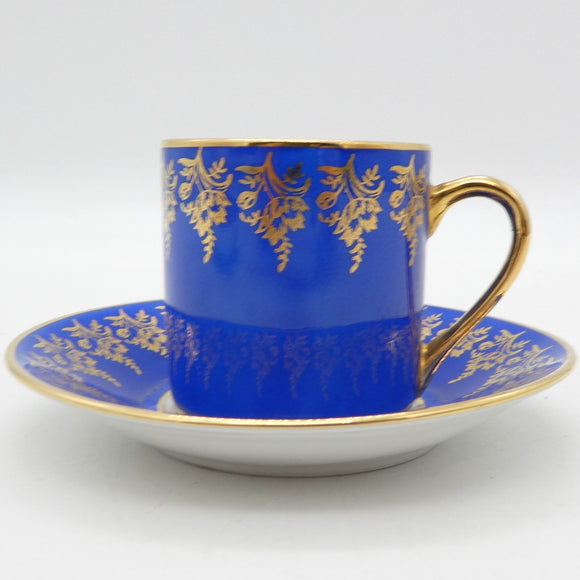 Limoges - Blue with Gold Filigree - Demitasse Duo