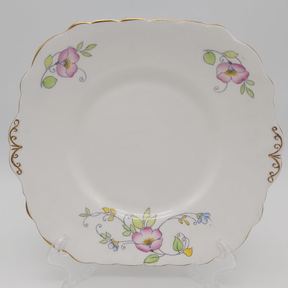 Colclough - Pink and Blue Flowers, 6594 - Cake Plate