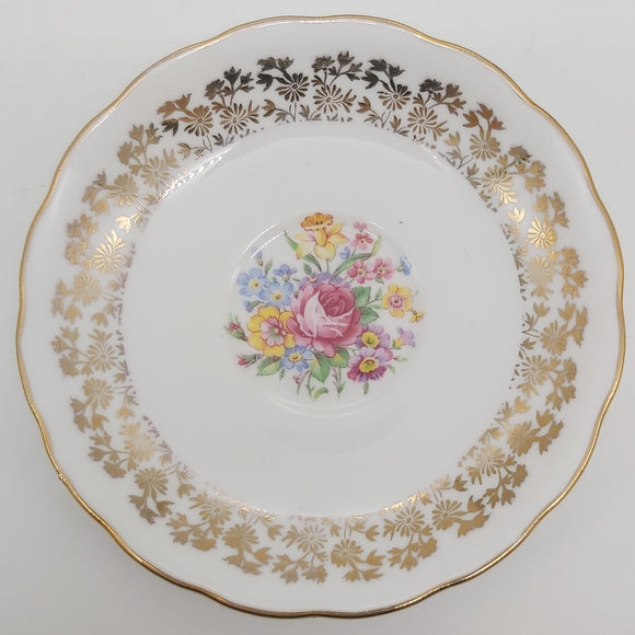 Royal Vale - Floral Spray with Gold Filigree Band - Saucer