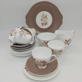 Queen Anne - White Rose with Brown Leaves - 21-piece Tea Set