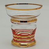 Vintage - Red and Gold Bands - Set of 6 Liqueur Glasses