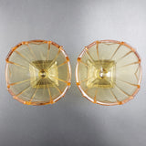 Art Deco Amber Glass - Pair of Footed Dessert Bowls