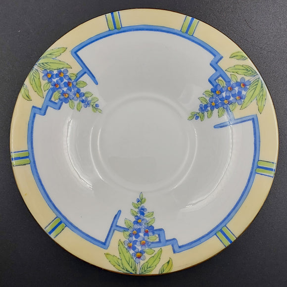 Aynsley - Blue Flowers with Yellow Rim - Saucer