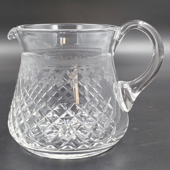 Vintage - Diamond Band and Etched Pattern - Crystal Water Jug