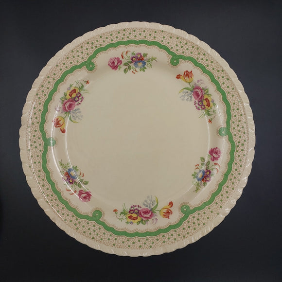 New Hall - Floral Sprays with Green Border, Pattern 1274 - Dinner Plate