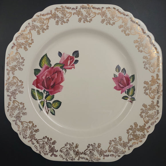 Lord Nelson Pottery - Dark Pink Roses - Square Plate
