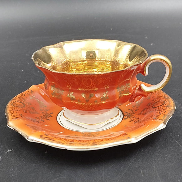 Lindner - Red with Gold Filigree - Demitasse Duo