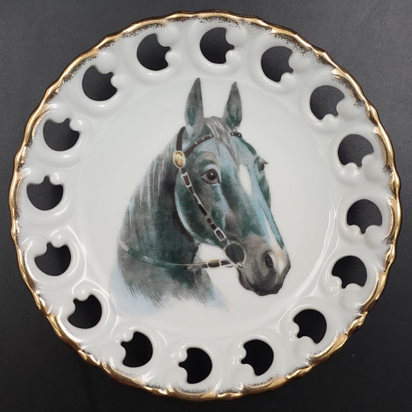 Cherry China - Horses - Pierced-Rim Display Plate