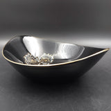 James Kent - White and Gold Flowers on Black, 6036 - Oval Bowl