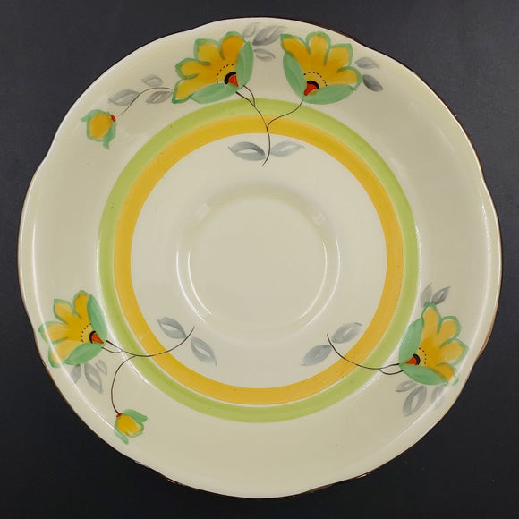 Grafton - Yellow Flowers with Yellow and Green Bands - Saucer