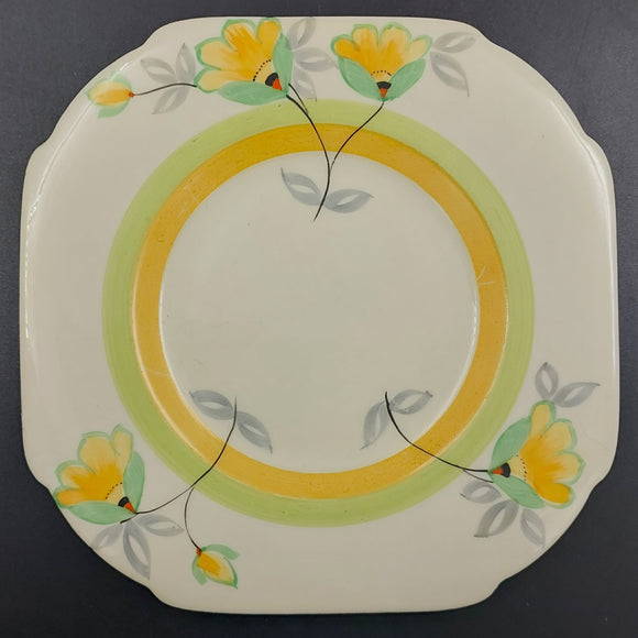 Grafton - Yellow Flowers with Yellow and Green Bands - Side Plate