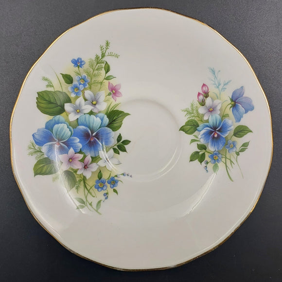 Queen Anne - Blue Pansies and Small Flowers - Saucer