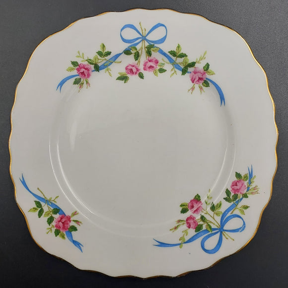Colclough - Blue Ribbon and Pink Roses - Side Plate