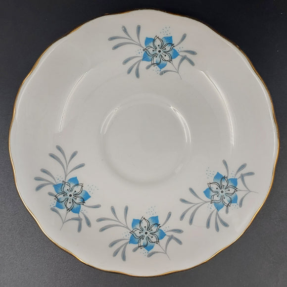 Colclough - Blue and Black Flowers - Saucer