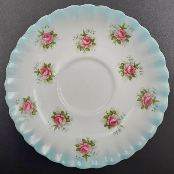 Royal Albert - Scattered Pink Roses with Blue Rim - Saucer