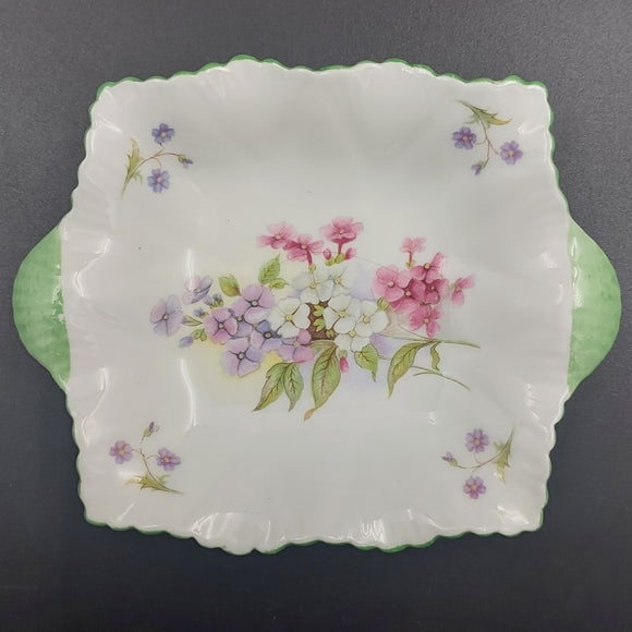 Shelley - Pink, Purple and White Flowers - Tab-handled Square Dish