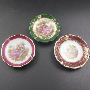 Limoges - Courting Couples - Set of 3 Miniature Display Plates