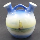 IE & Co Japan - Hand-painted Sailing Ship - Double-spouted Round Vase - ANTIQUE