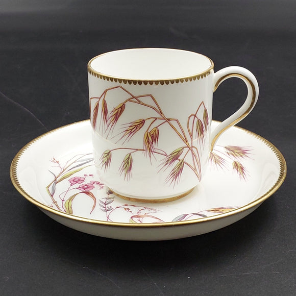 Unmarked Vintage - Wheat and Pink Flowers - Demitasse Duo