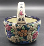Czechoslovakian Amphora - Colourful Flowers - 15302 Basket - VINTAGE