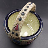 Czechoslovakian Amphora - Colourful Flowers - 15302 Basket - VINTAGE
