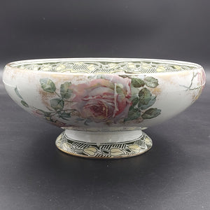 Royal Doulton - Underglaze Indestructible Flowers - Footed Bowl - ANTIQUE