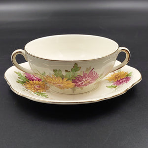 Alfred Meakin - Chrysanthemums - Soup Bowl and Saucer