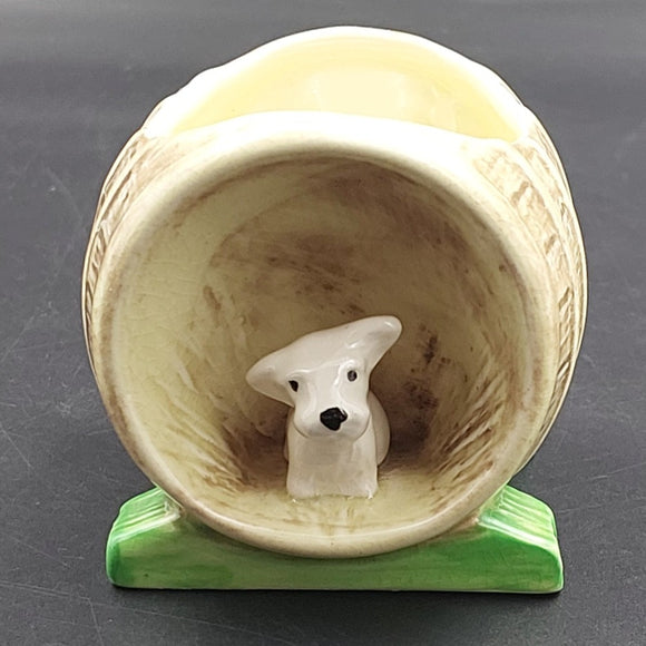 Weatherby Falcon Ware - Puppy in Barrel - Posy Vase
