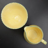 Crown Ducal - Yellow with Green Stripes - Milk Jug and Sugar Bowl