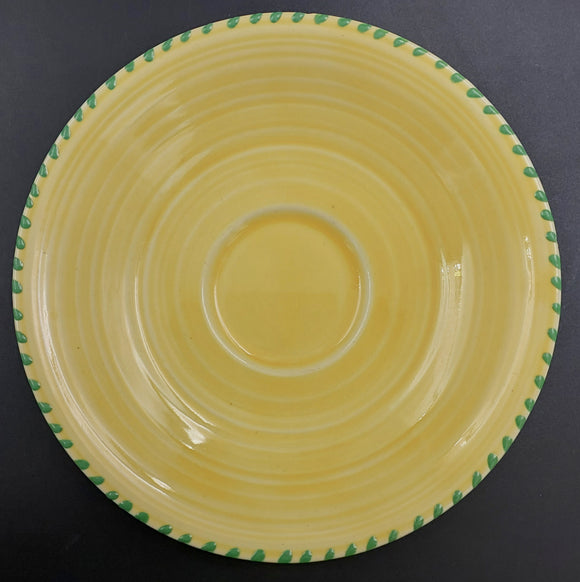 Crown Ducal - Yellow with Green Stripes - Saucer