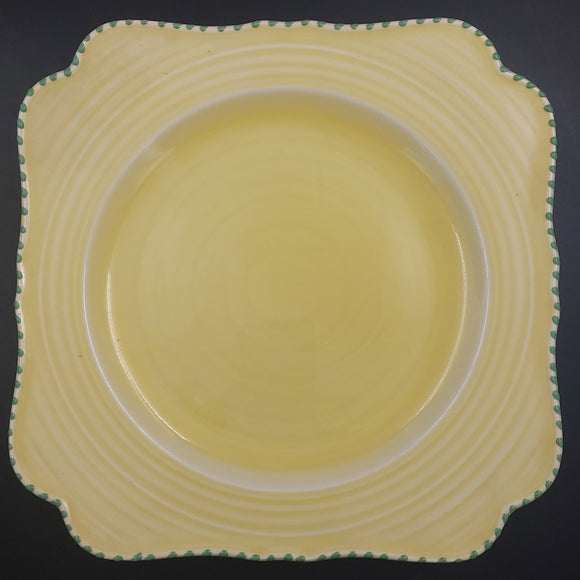 Crown Ducal - Yellow with Green Stripes - Cake Plate