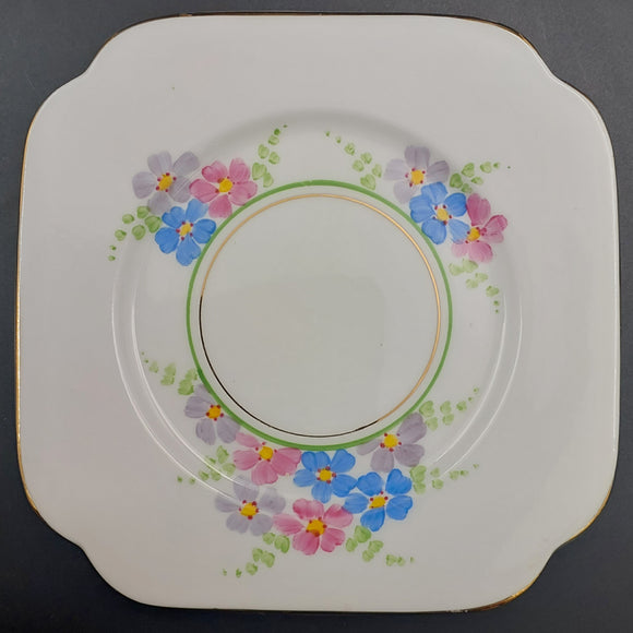 Roslyn - Hand-painted Blue, Pink and Purple Flowers - Side Plate