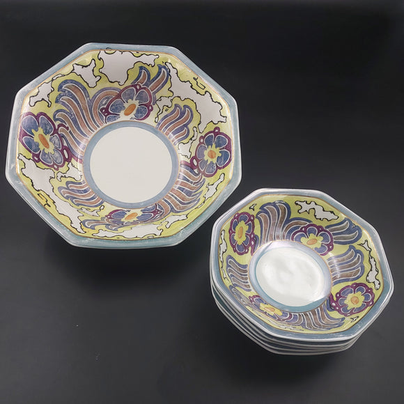 Gray's Pottery - 4640 Blue and Yellow Lustre Pattern - Sweet Set