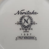 Noritake - Fruit Monogram 1597 - Milk Jug, Sugar Bowl, and Small Dish