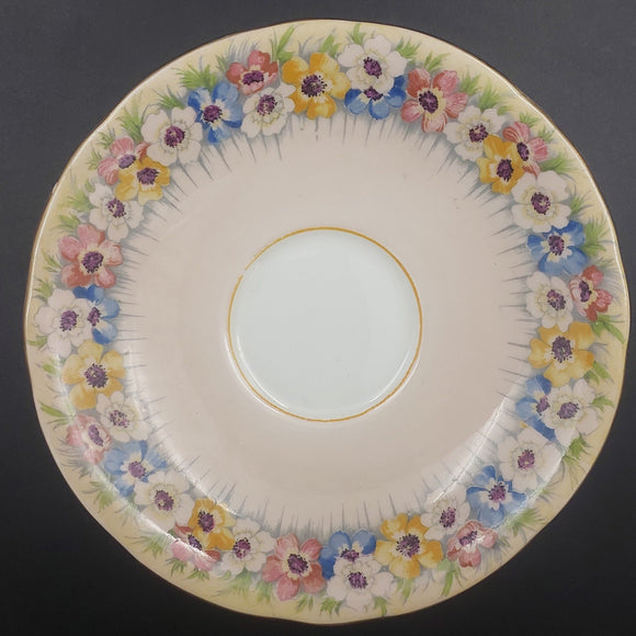 Aynsley - Colourful Flowers on Pink - Saucer
