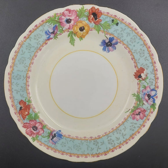 Aynsley - Colourful Flowers with Blue Band on Yellow - Side Plate