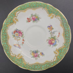 Aynsley - Floral Sprays with Green-rimmed Band - Saucer