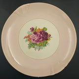 Crown Lynn - Cabbage Roses - Cake Plate with Pink Rim