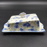 Hollinshead & Kirkham - Blue Pansies - Lidded Butter Dish