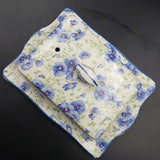 Hollinshead & Kirkham - Blue Pansies - Lidded Butter Dish