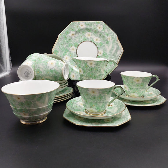Paragon - Green and White Flowers - 21-piece Tea Set