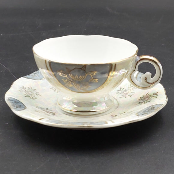 Japanese-made - Pearl Lustre with Grey Patches - Demitasse Duo