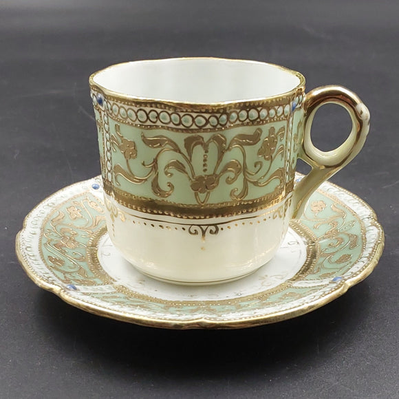 IE & Co, Japan - Hand-applied Gilding on Teal Band - Demitasse Duo